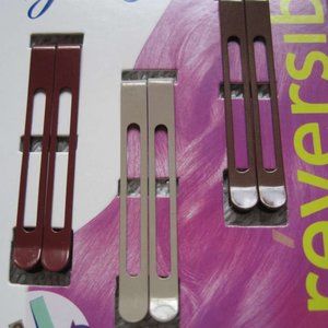 6 Goody Reversible Flat Wide Bobby Slide Pins Double Sided Blue White Brown Tan